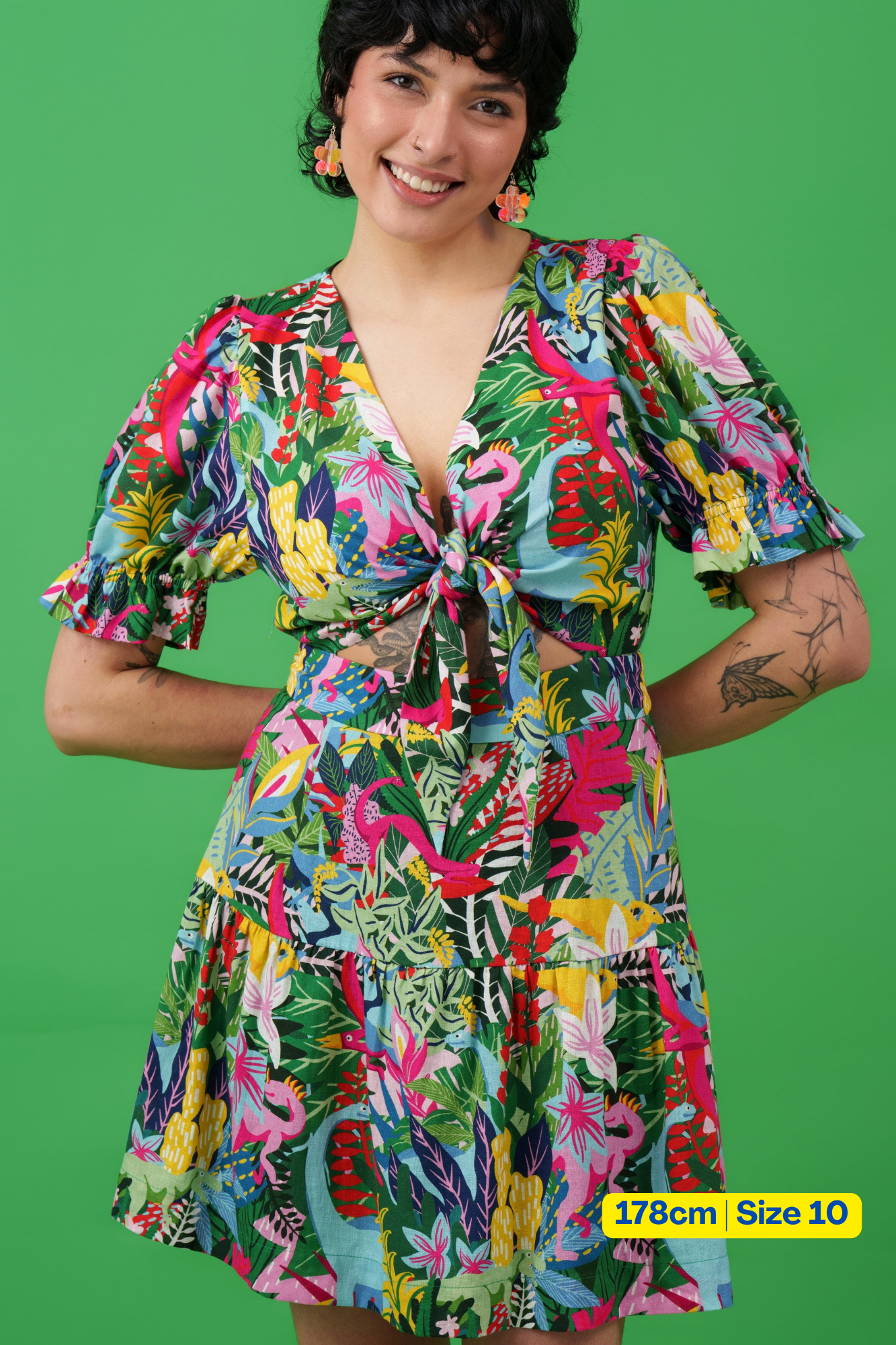 Dino Party Linen Blend Dress