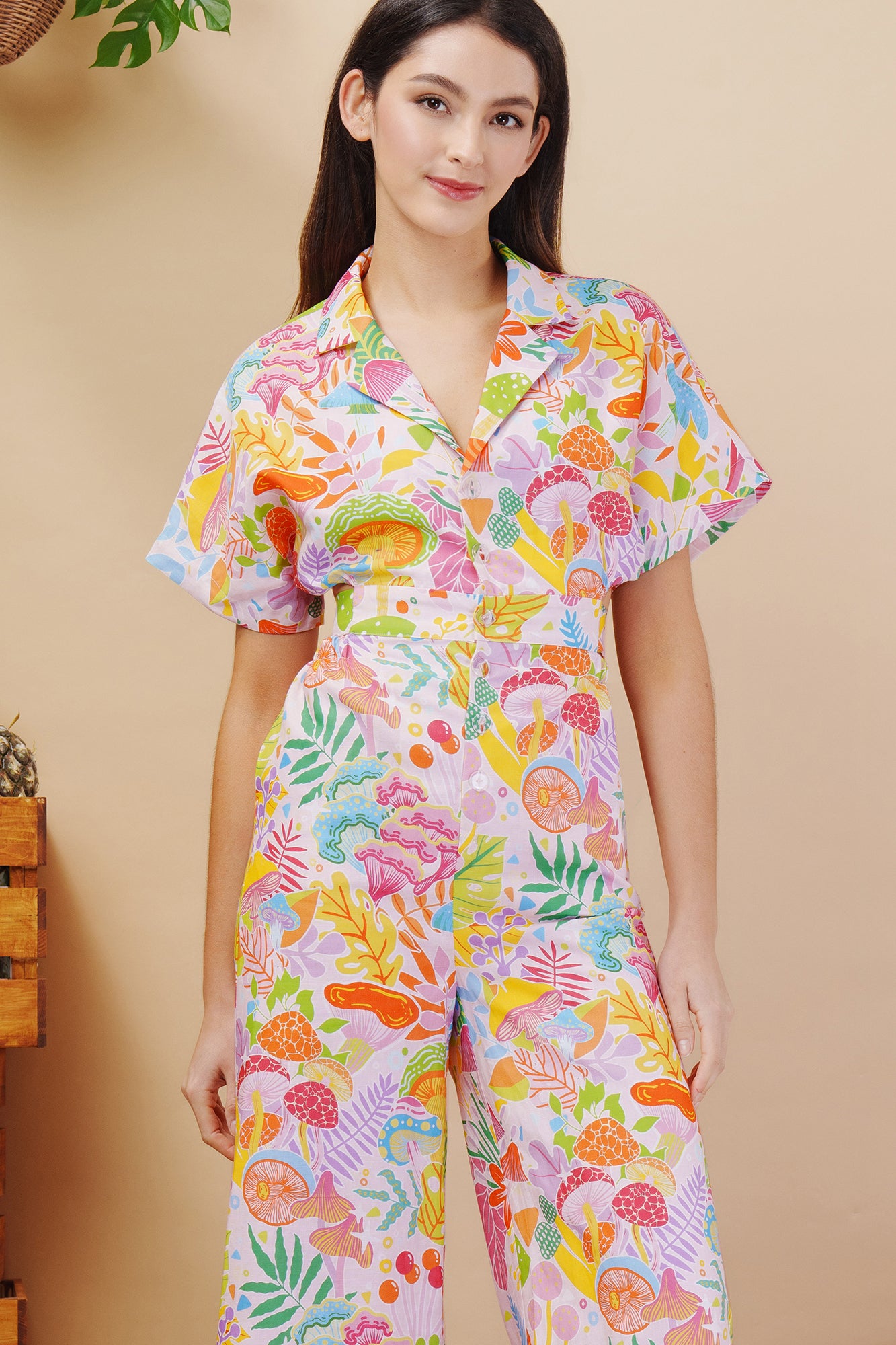 Garden Floral Print Linen Jumpsuit main image 0