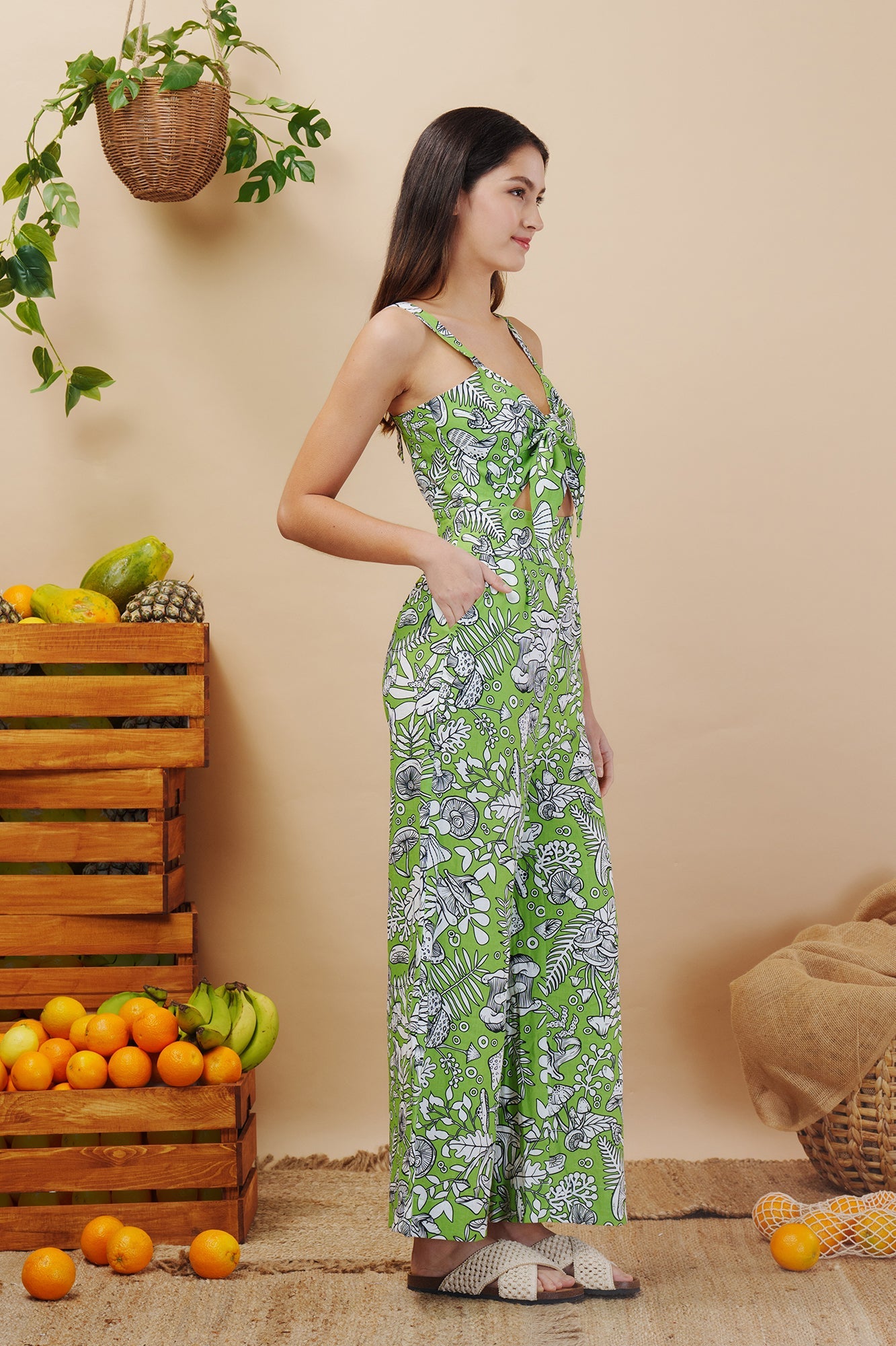 Groovy Fungi Linen Blend Jumpsuit