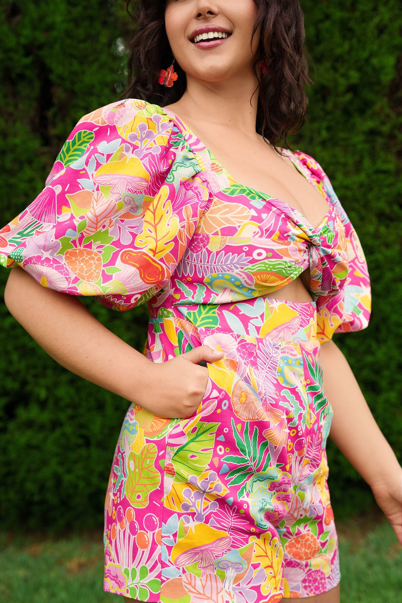 Mushroom Madness Linen Cotton Playsuit