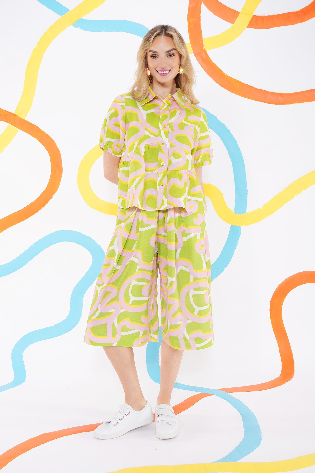 Forest Stream Linen Blend Skort