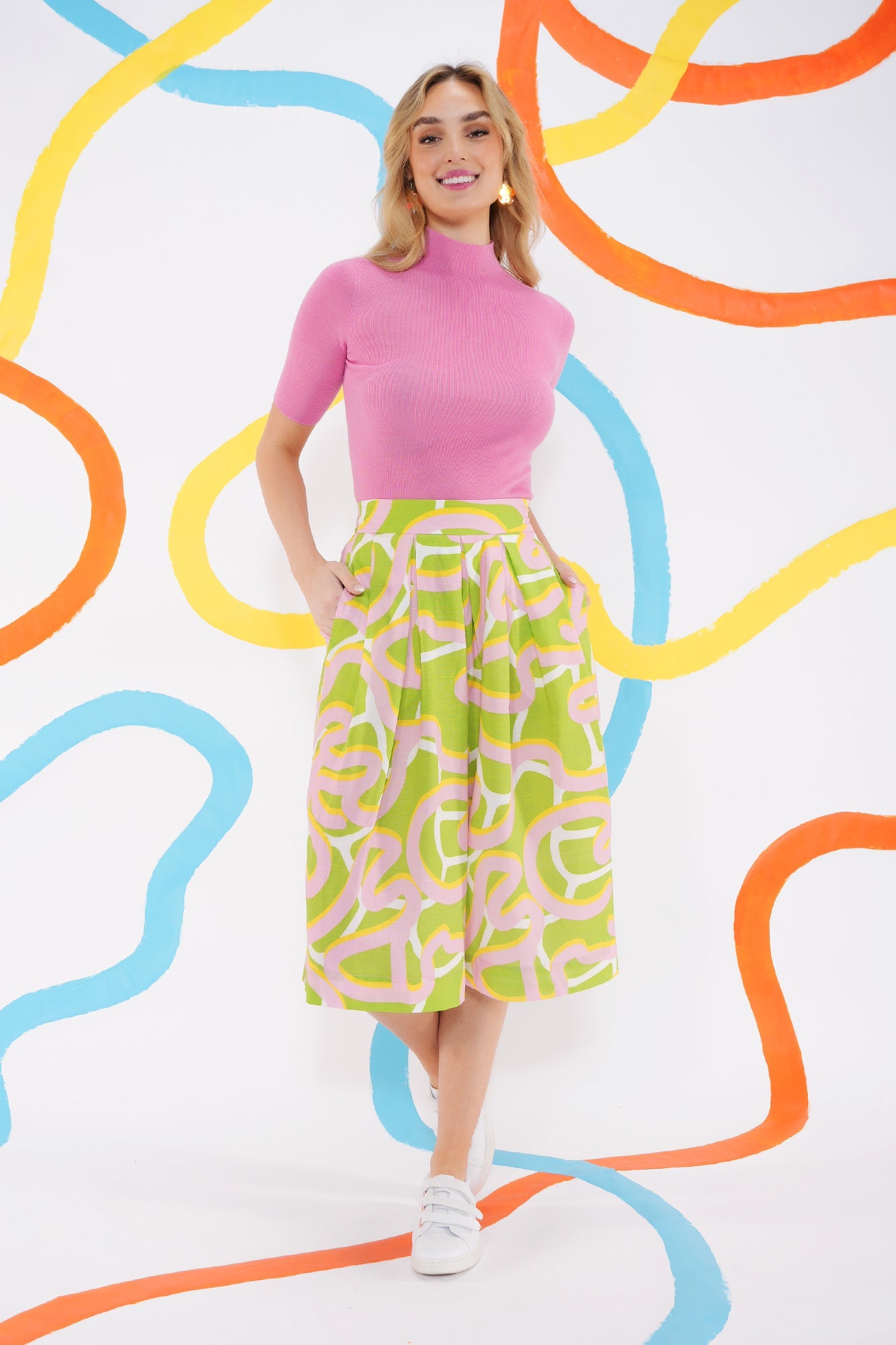 Forest Stream Linen Blend Skort