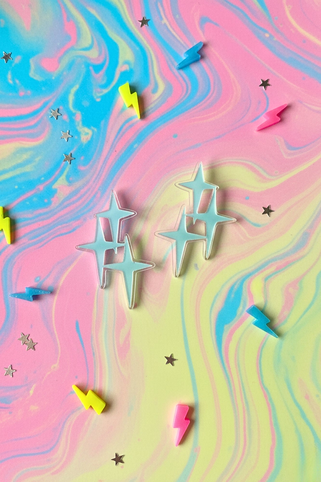 Iridescent Sparkle Star Earrings