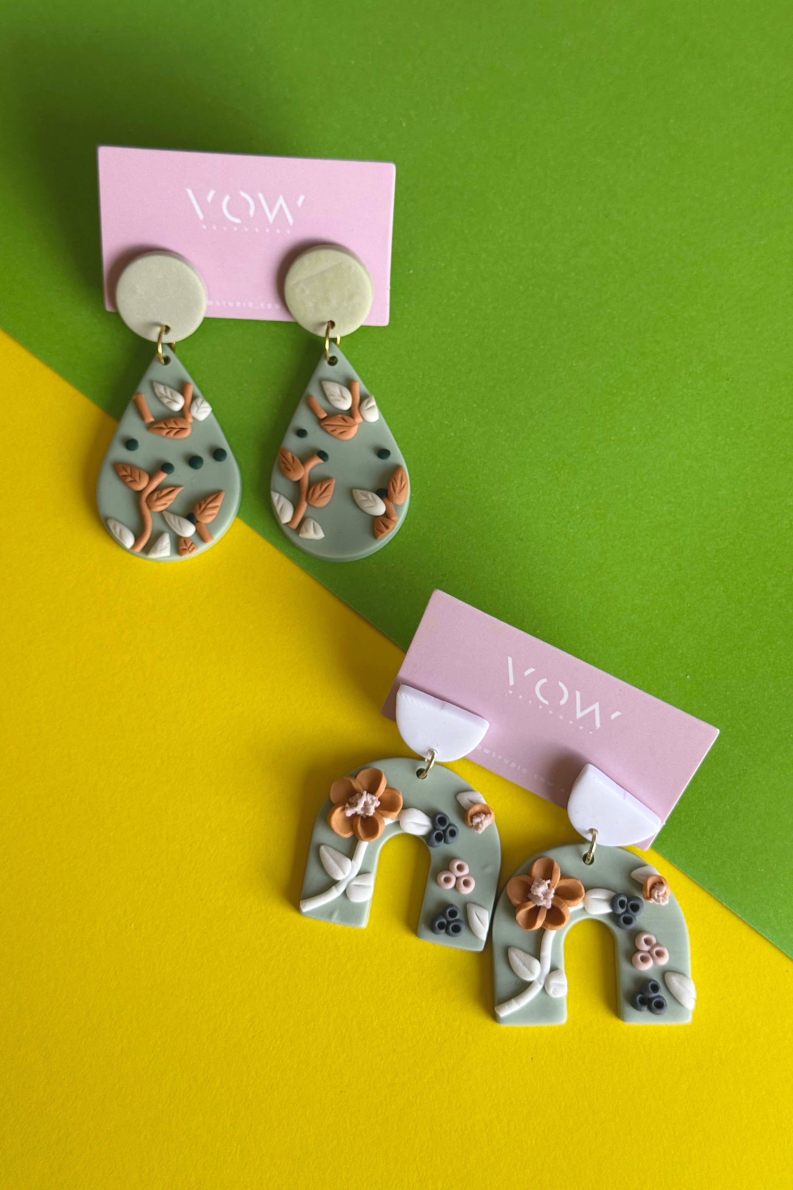 Polymer Clay Flower Dangle Earrings