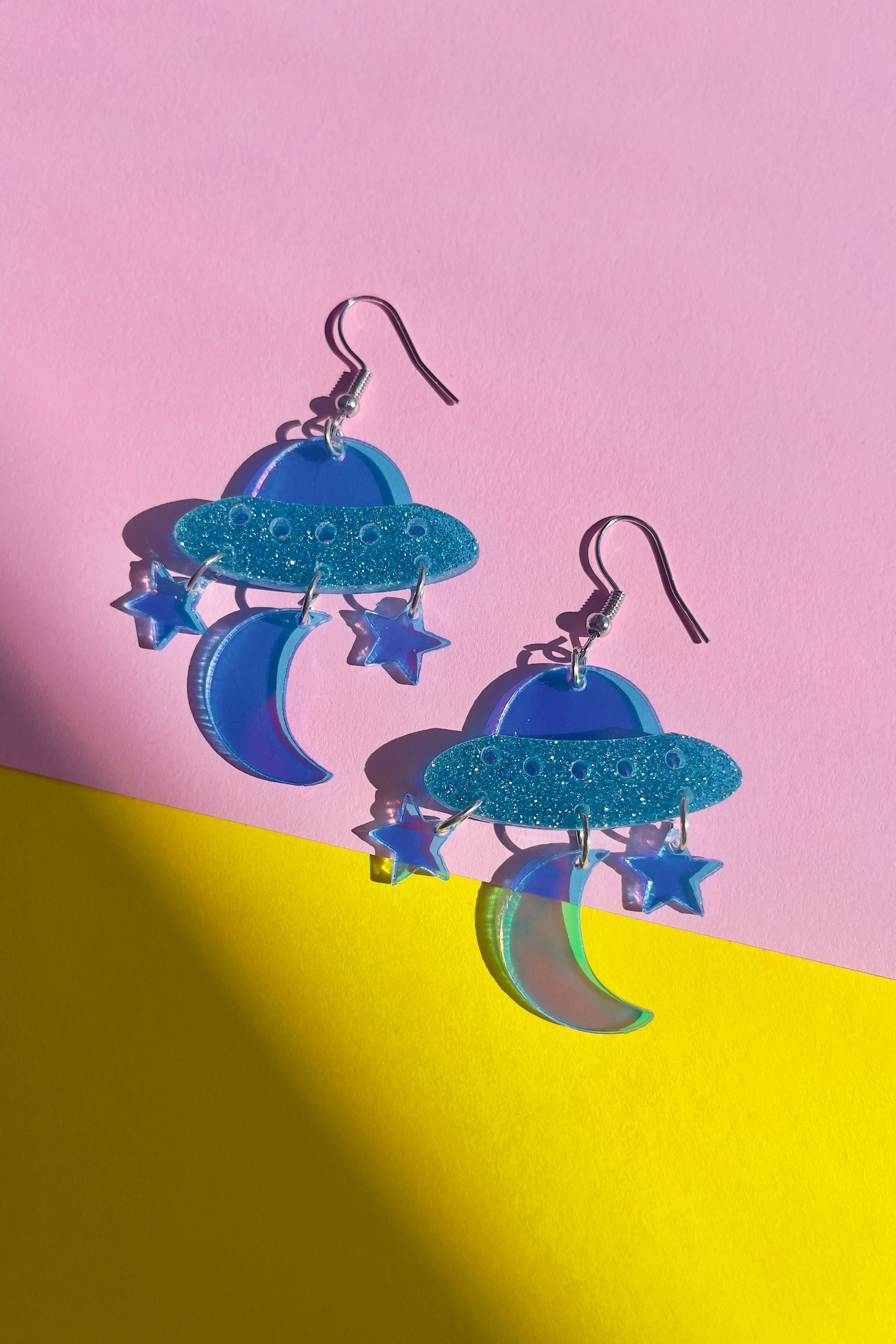 UFO Iridescent Dangle Earrings