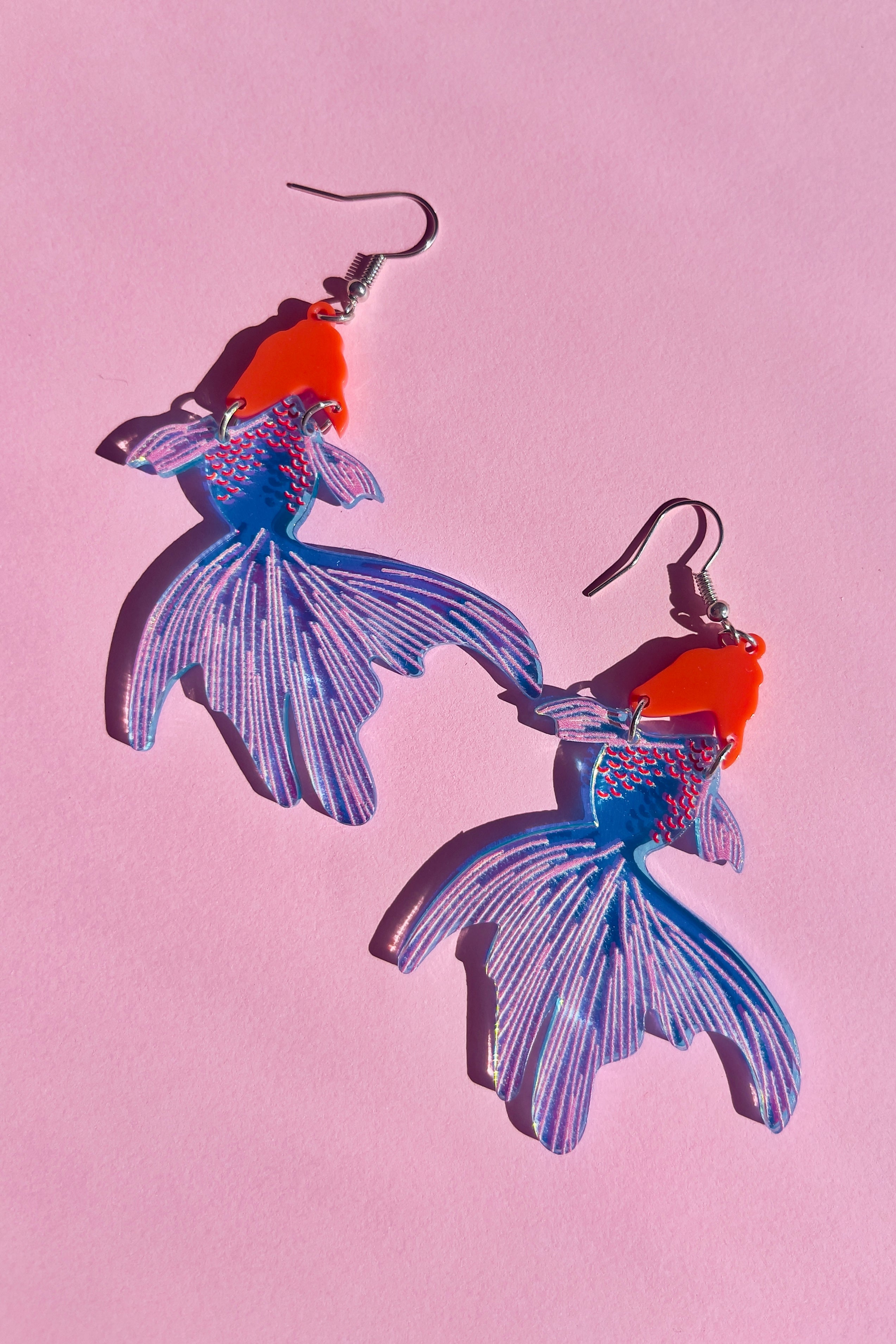 Iridescent Goldfish Dangle Earrings