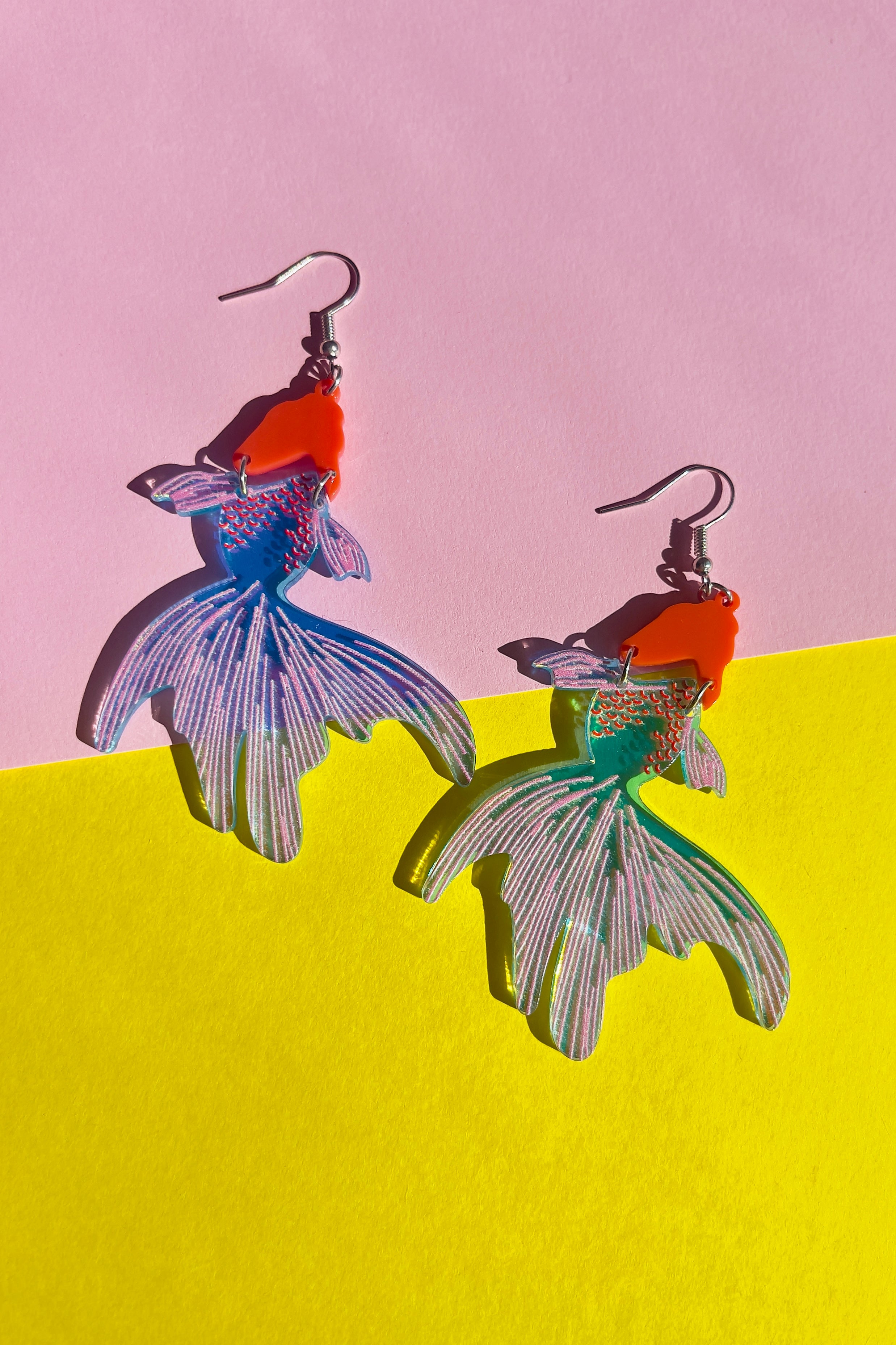 Iridescent Goldfish Dangle Earrings