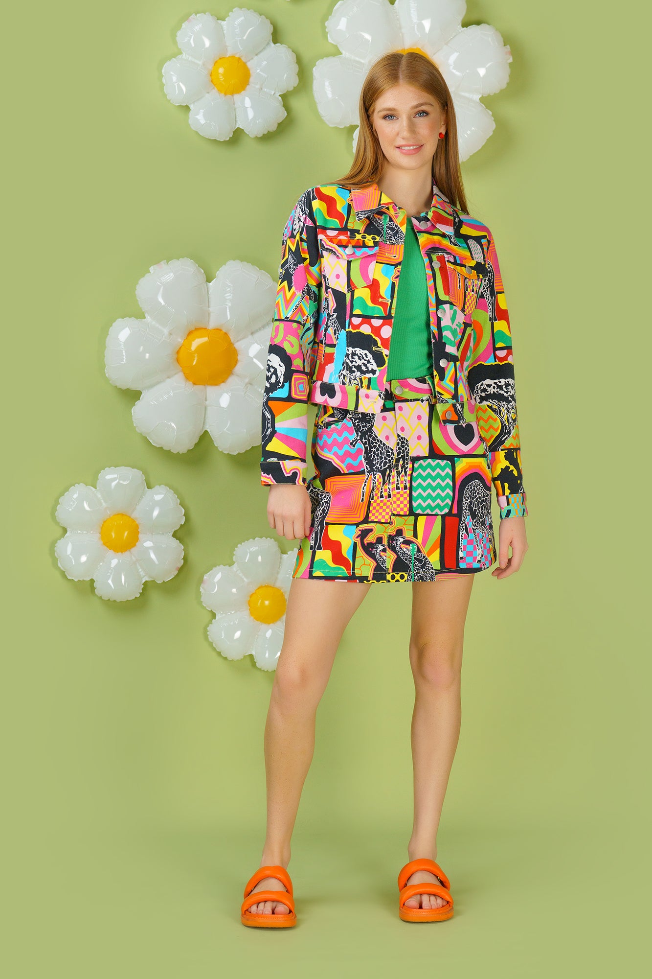 Giraffe denim mini skirt shop