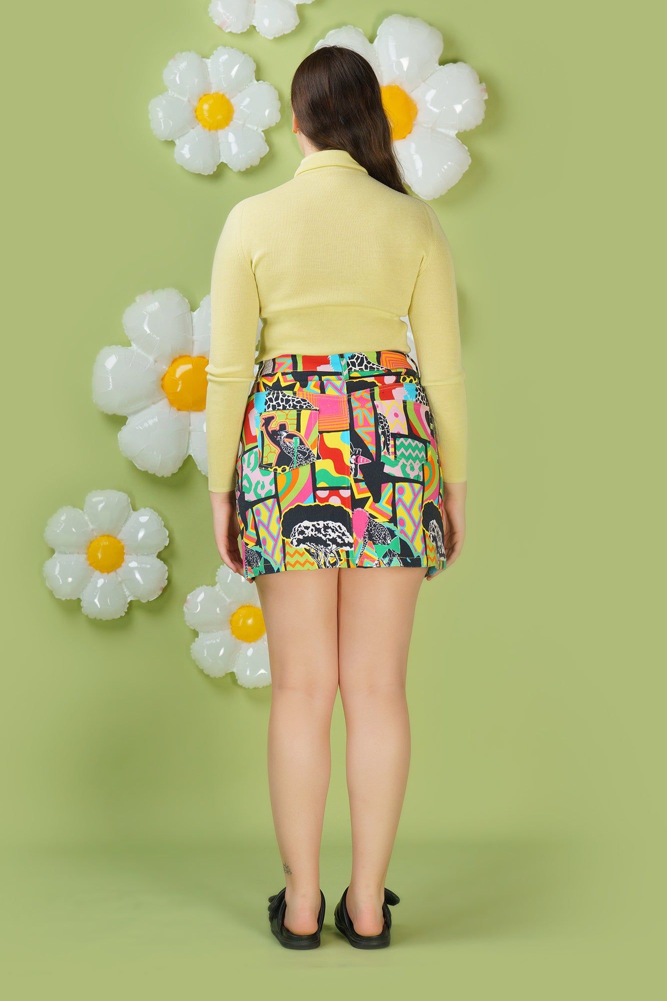 Giraffe denim mini skirt deals